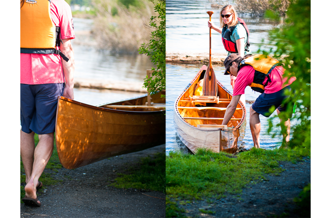carring taiga canoe to water